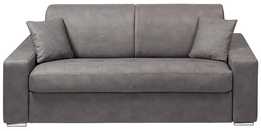 Kanapa 3-osobowa z ekspresowym mechanizmem rozkładania z tkaniny EMIR - Kolor: szary - Miejsce do spania: 140 cm - Materac 22 cm z pamięcią kształtu