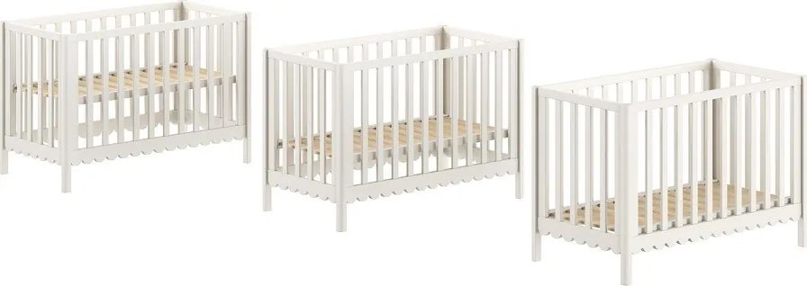 Beżowe łóżeczko z litego drewna sosnowego z regulowaną wysokością 60x120 cm Swingo – Vipack