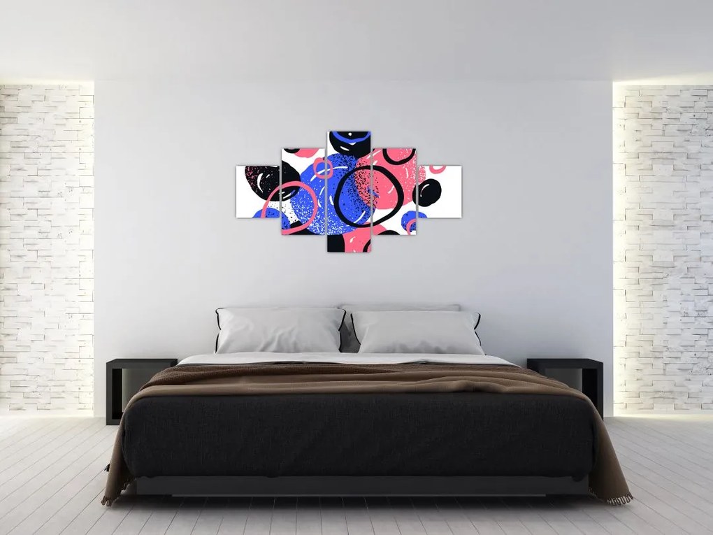 Obraz - Motyw z kółkami w żywych kolorach (125x70 cm)