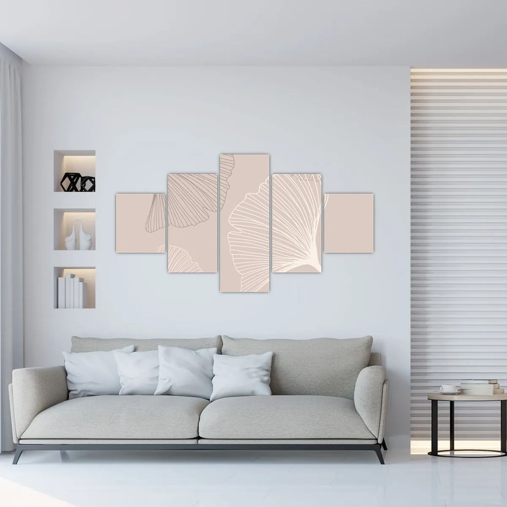 Obraz - Beżowe liście N⁰6 (125x70 cm)
