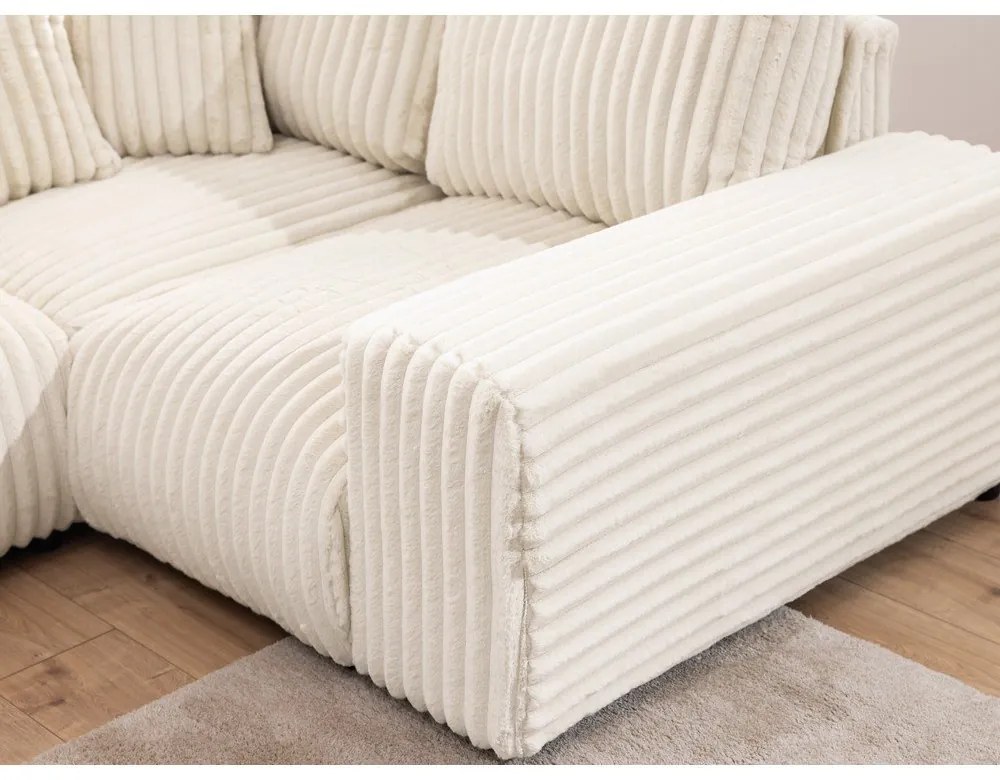 Kremowy sztruksowy narożnik (prawostronny/w kształcie litery U) Justin – Ropez