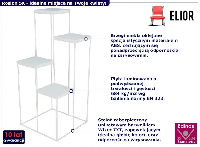 Biały 4-poziomowy stojak na kwiaty Diveri 3X