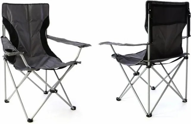Zestaw 2x składane krzesło wędkarskie - szare