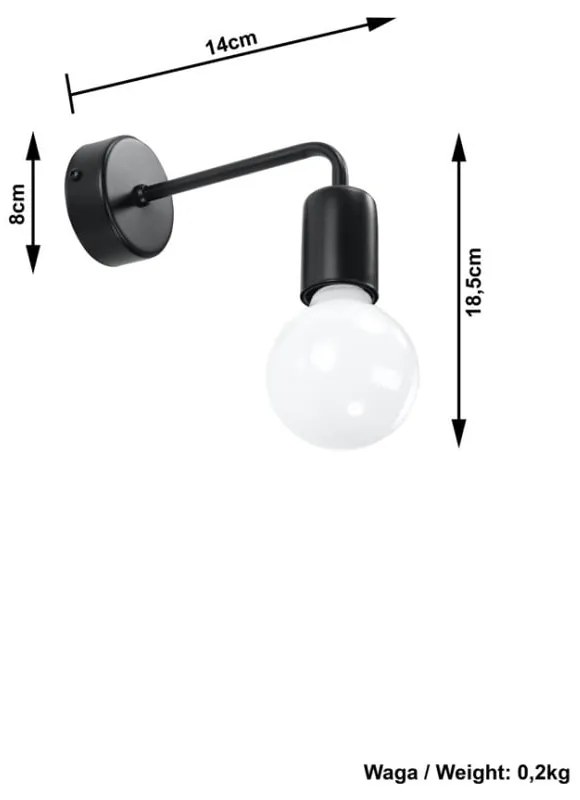 Czarny kinkiet Sollux Donato