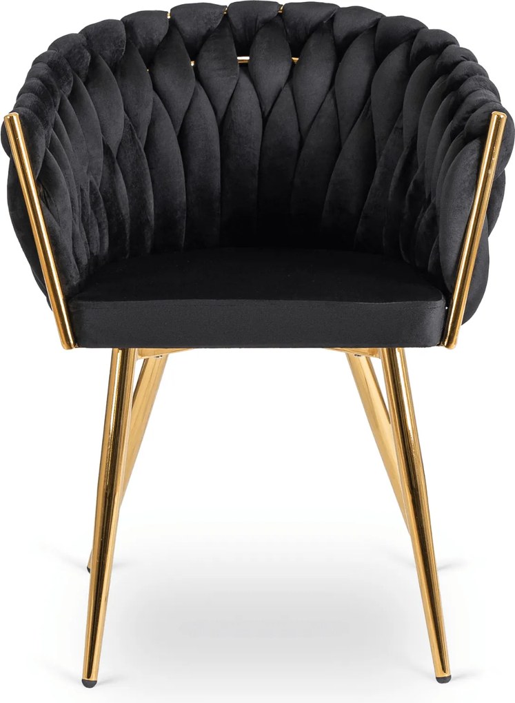 Krzesło Tapicerowane Plecione do Salonu CAPI Czarne Welurowe do Toaletki Nowoczesne Glamour