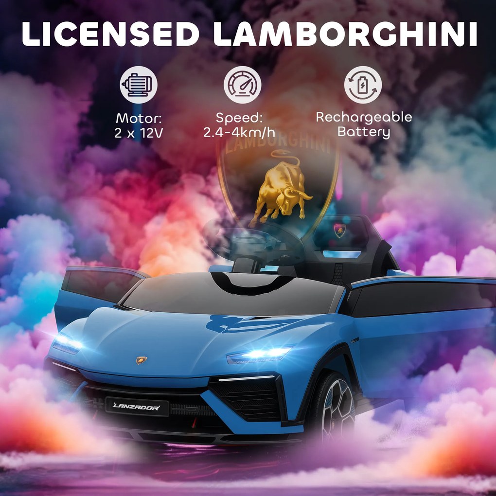 AIYAPLAY Elektryczny samochód dziecięcy 12 V z pilotem 2,4 GHz, LED i muzyką — 101,5 x 49 x 43 cm, niebieski