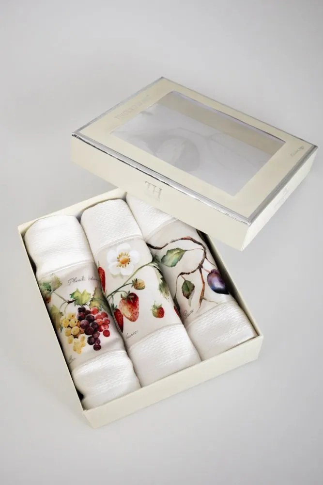 Ręczniki kuchenne BRUNCH FRUIT, 3 szt Biały
