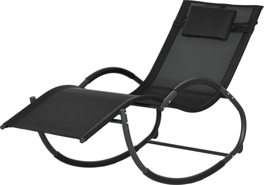 Outsunny Leżak ogrodowy, fotele z poduszką, 155 cm x 61cm x 88 cm, Czarny