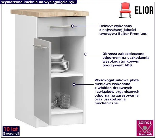 Szafka kuchenna dolna w kolorze szary połysk - Poli 3X