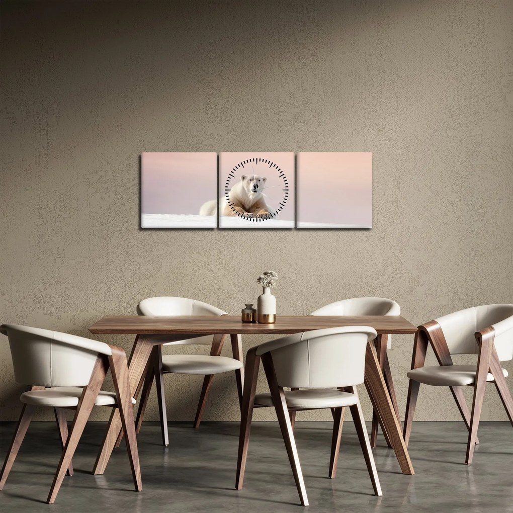 Obraz - Niedźwiedź polarny (z zegarem) (90x30 cm)
