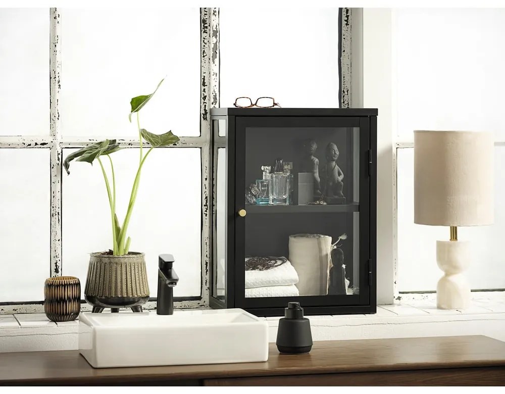 Czarna metalowa witryna wisząca 45x60 cm Carmel – Unique Furniture