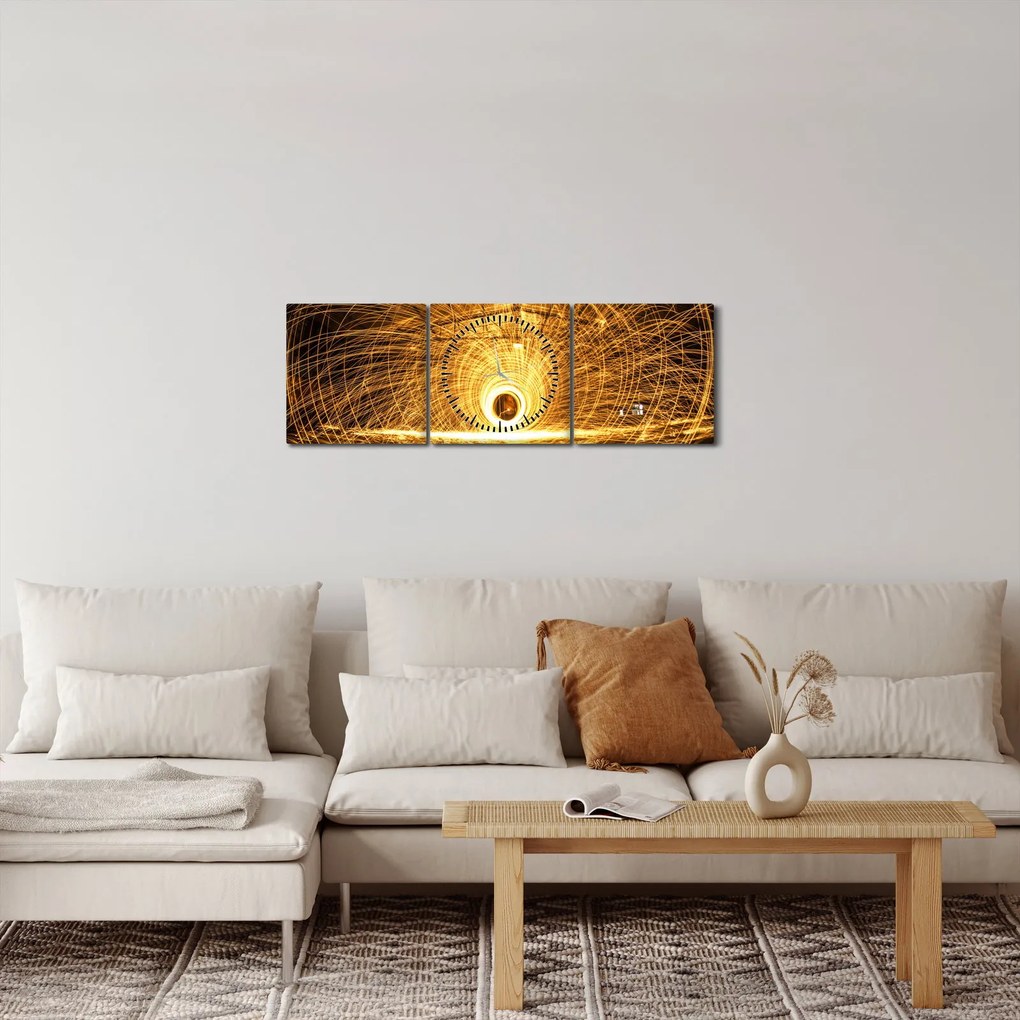 Obraz świetlistego dysku (z zegarem) (90x30 cm)