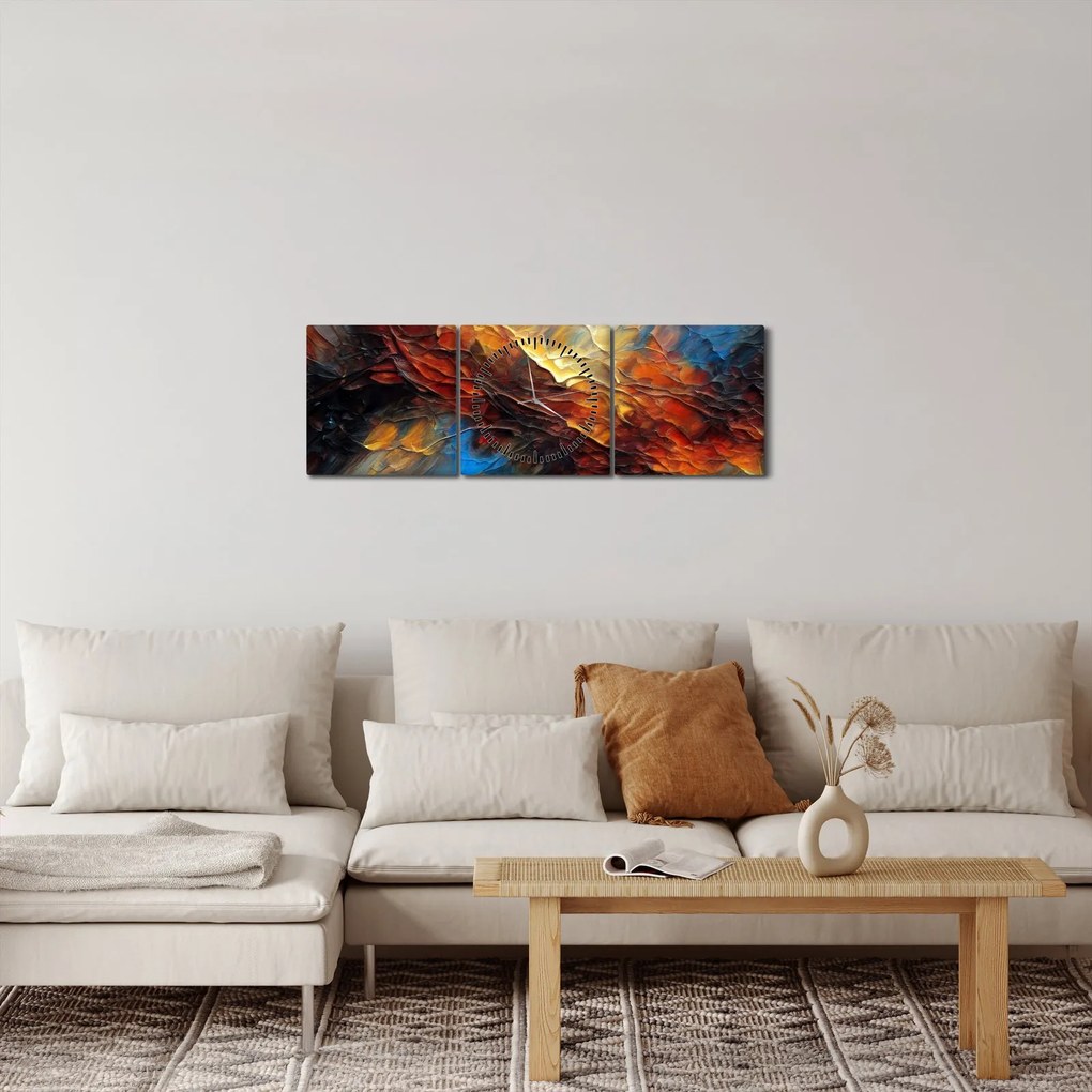 Obraz - Tekstura koloru (z zegarem) (90x30 cm)