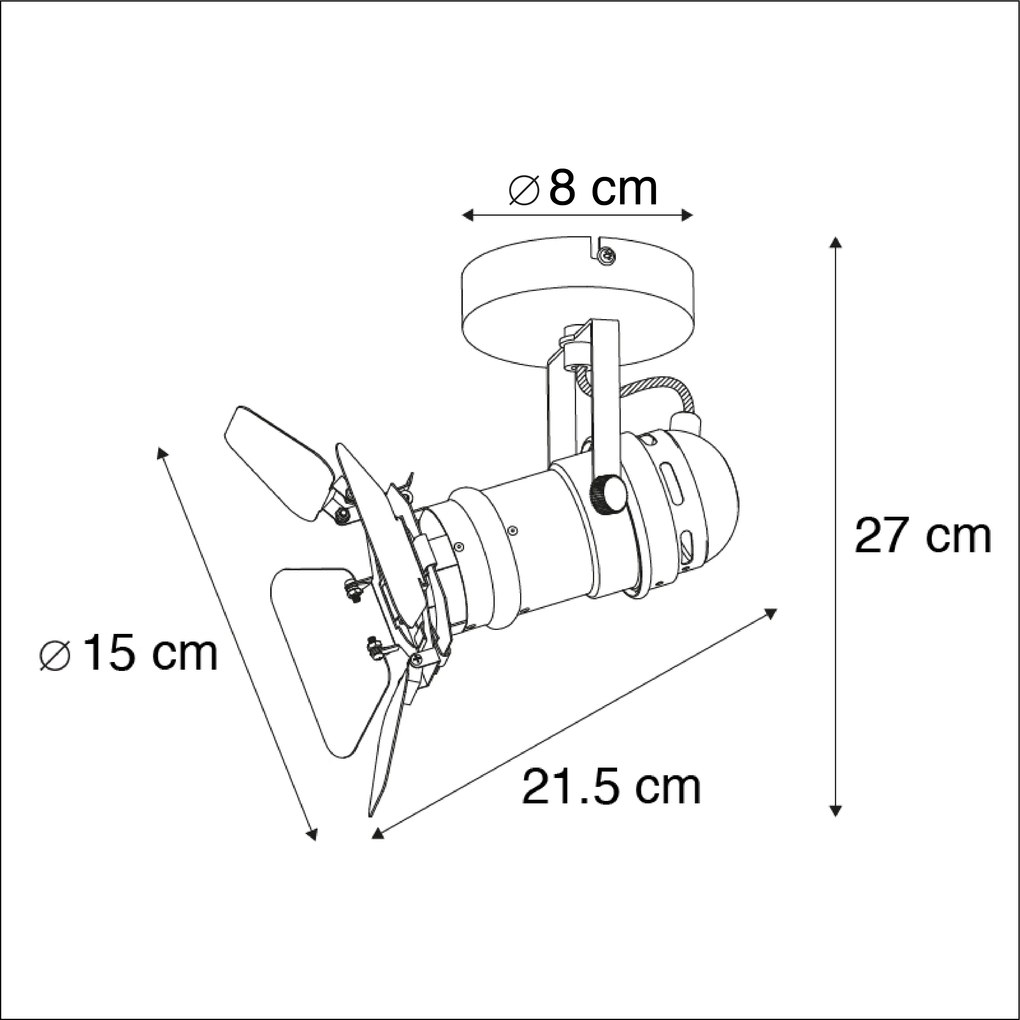 Industrialny reflektor studyjny czarny GU10 z klapkami - Movie