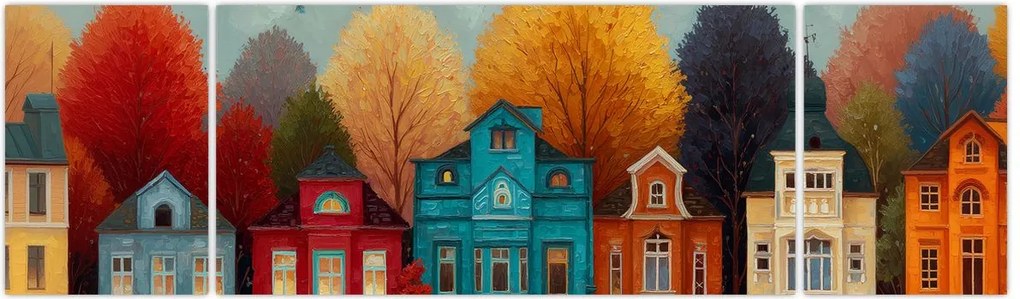 Obraz - Malowane jesienne miasto (170x50 cm)