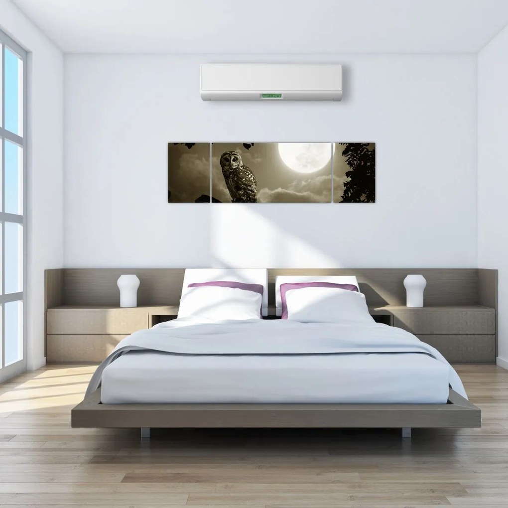 Obraz - Nocna sowa, złoty (170x50 cm)