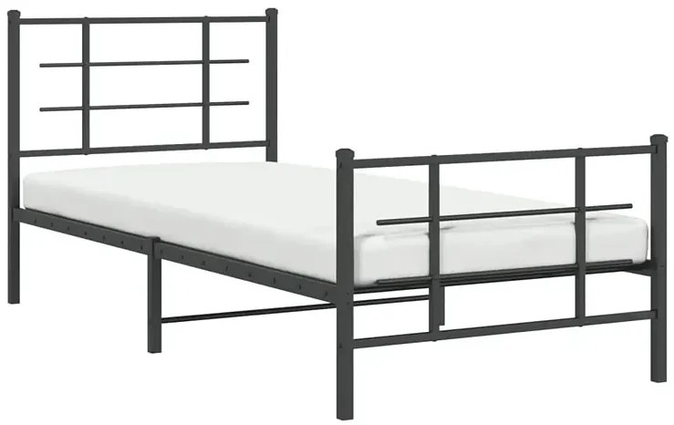 Czarne metalowe łóżko małżeńskie 100x200cm - Alester