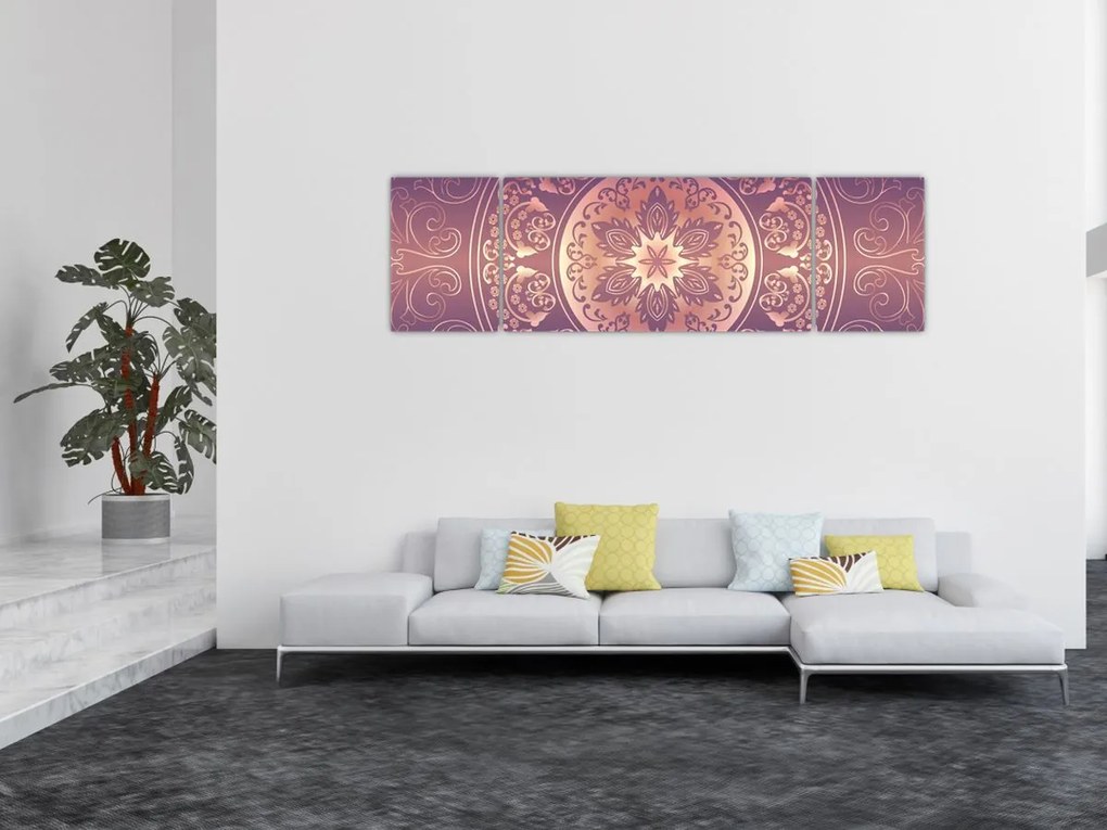 Obraz - Mandala na fioletowym gradiencie (170x50 cm)