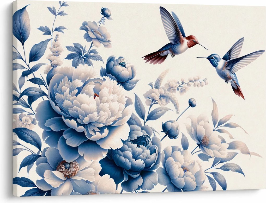 Obraz - Kolibry nad kwiatem (70x50 cm)