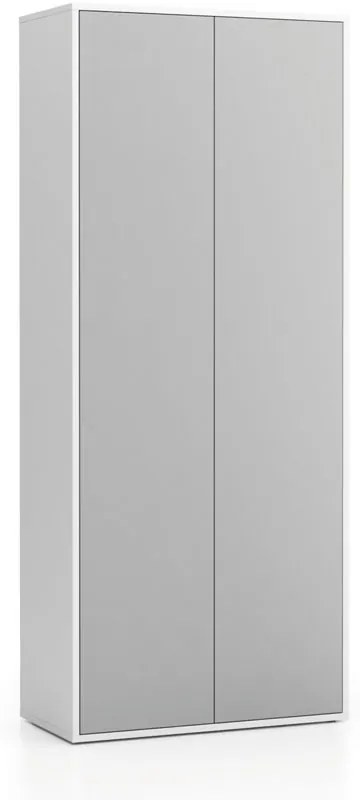 Szafa ubraniowa biurowa LAYERS wysuwana, 800 x 400 x 1905 mm, biała/szara