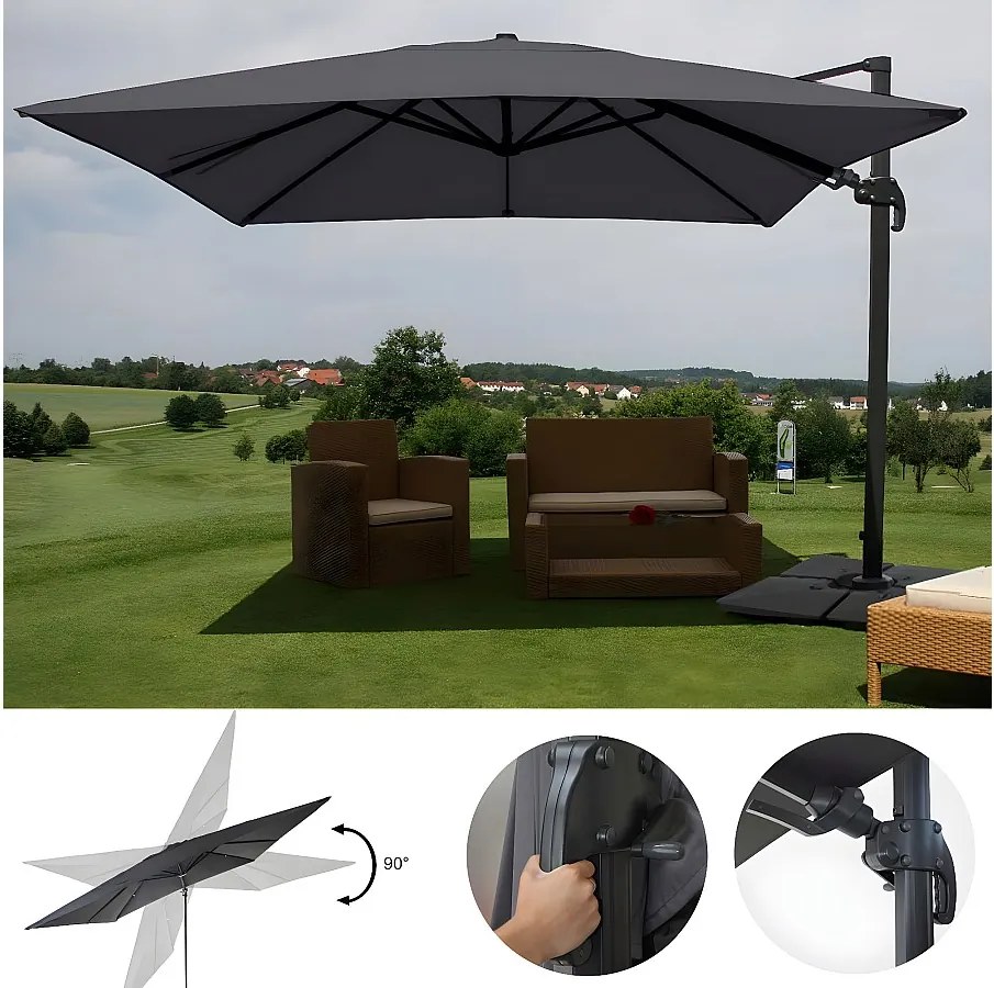 Obrotowy parasol wspornikowy MCW-A96 III,  antracyt ze stojakiem, obrotowy