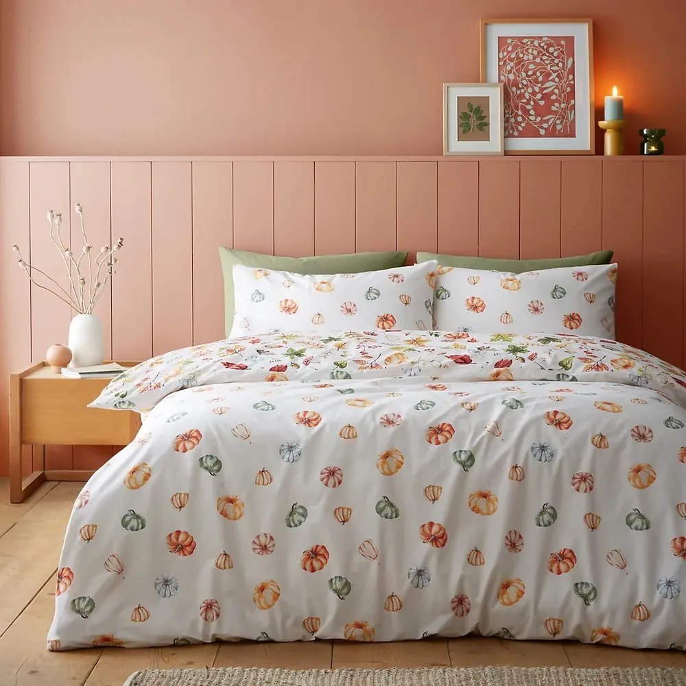 Brązowa pościel dwuosobowa 230x220 cm Autumn Pumpkins – Catherine Lansfield
