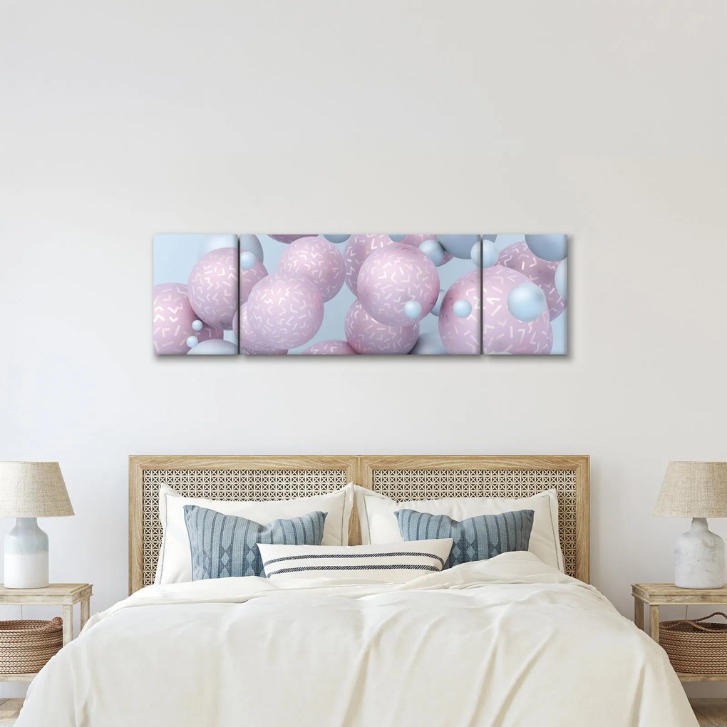 Malarstwo abstrakcyjne - Pastelowe kule (170x50 cm)