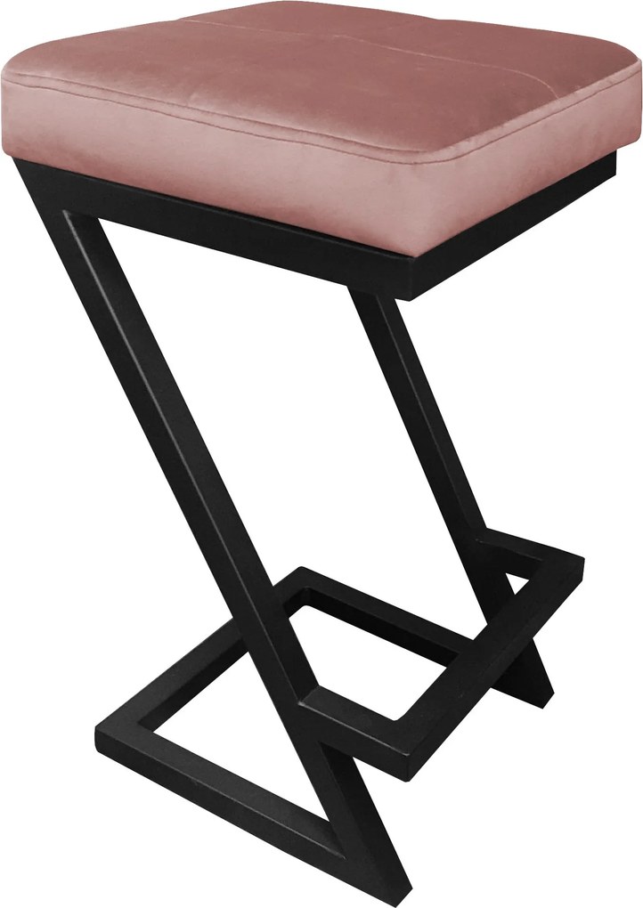 Hoker ZETA krzesło barowe tkanina Welur podstawa metalowa LOFT : Kolor Stelaża - Czarny , Kolor tkaniny - VELVET - MG58