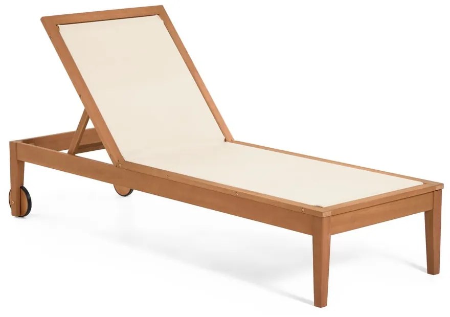 Beżowy drewniany regulowany leżak ogrodowy Caterin – Kave Home