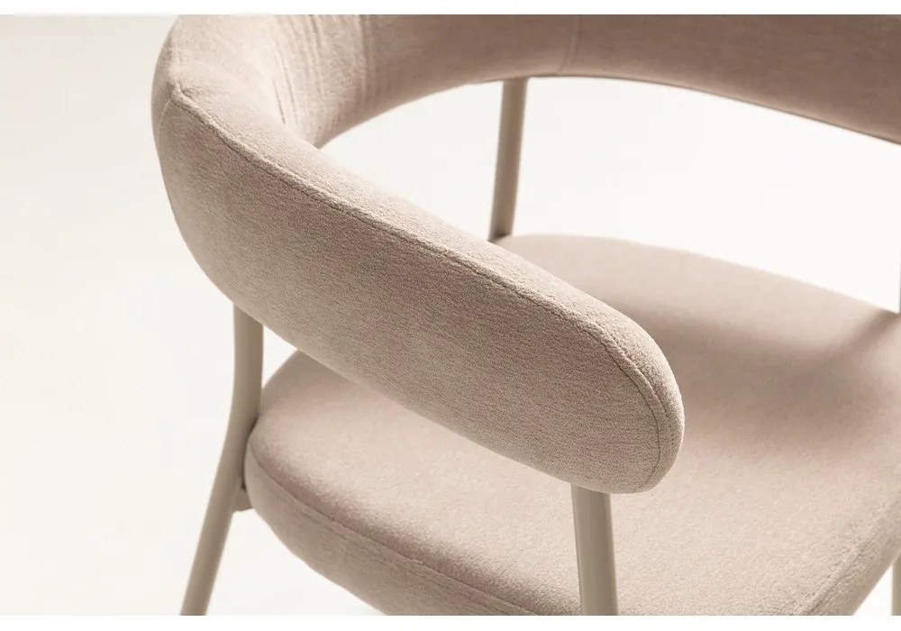 Beżowe tapicerowane fotele jadalniane zestaw z podłokietnikami 2 szt. Yuri – MOME