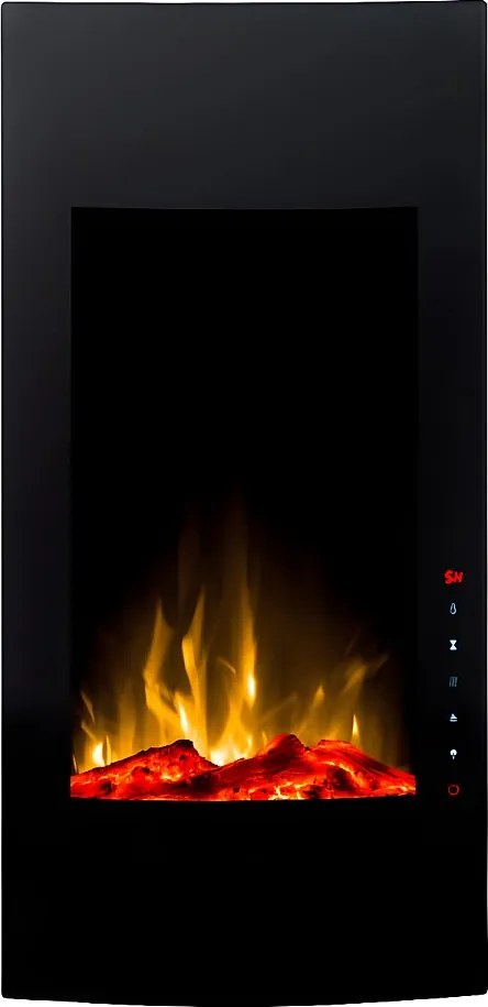 Kominek elektryczny wypukły VULCANO - Szer. 41 x Gł. 13 x Wys. 81 cm - Czarny