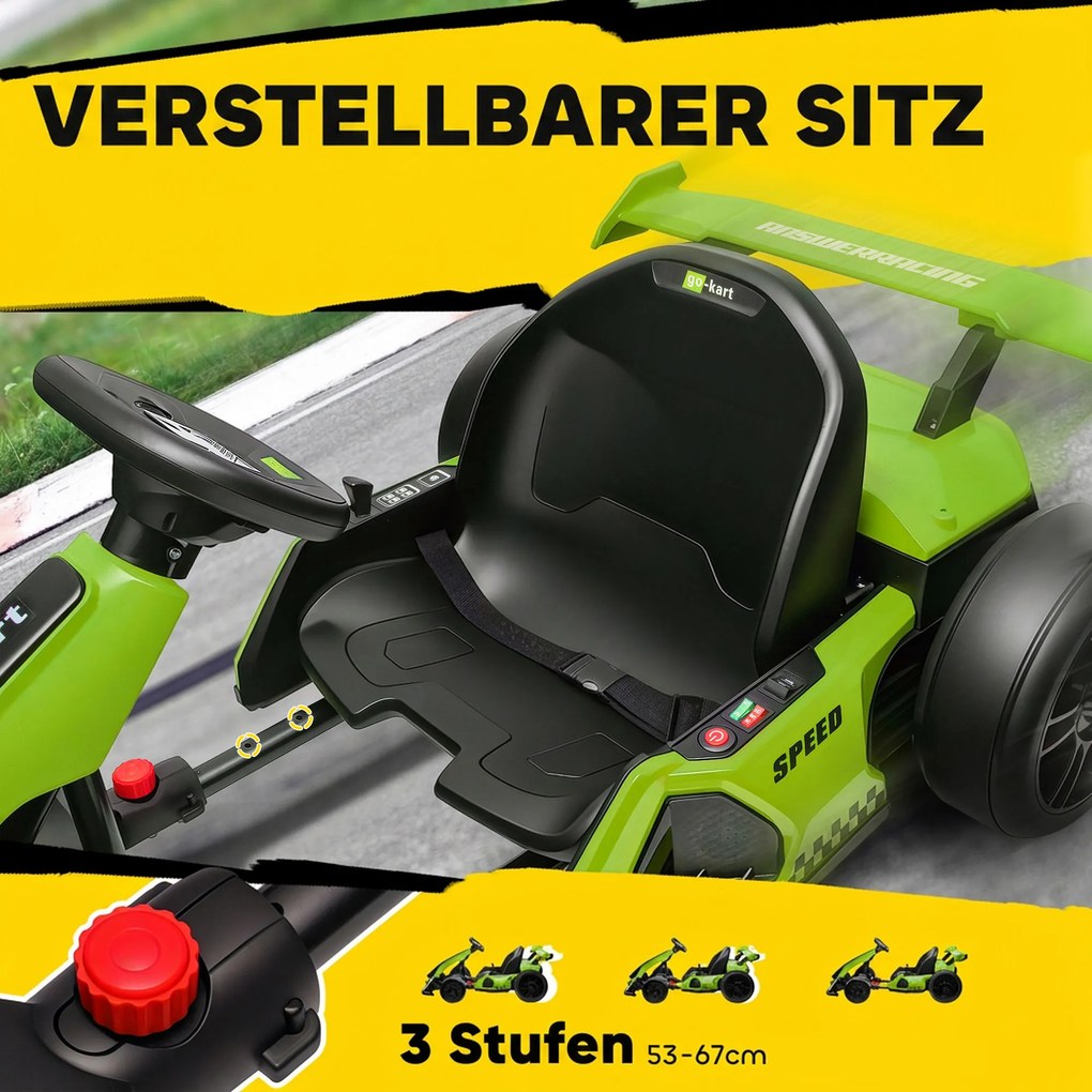 HOMCOM 4 V elektryczny gokart dla dzieci do 12 km/h, gokart z funkcją driftu, 2 silniki, regulowane siedzenie, łagodne ruszanie | Aosom PL