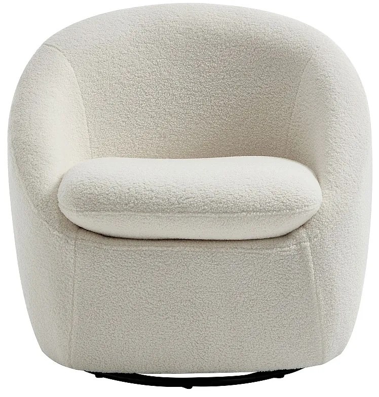 Fotel obrotowy z białej tkaniny z bukli  NETALIO