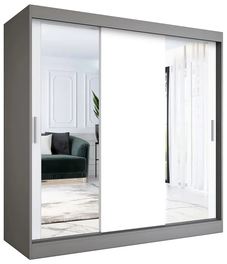 Szafa przesuwna antracyt + biały 200 cm - Seko 6X