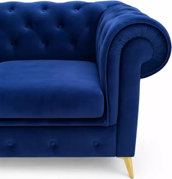 Sofa 2-osobowa z funkcją spania Chesterfield Prima - pikowana sofa do salonu w stylu glamour
