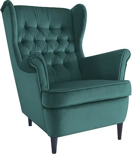 Fotel uszak HARRY VELVET zielony
