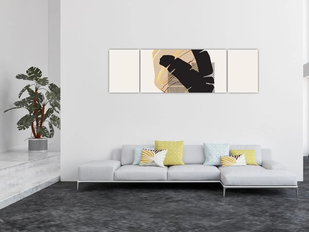 Obraz - Abstrakcja z tropikalnymi liśćmi N⁰4 (170x50 cm)