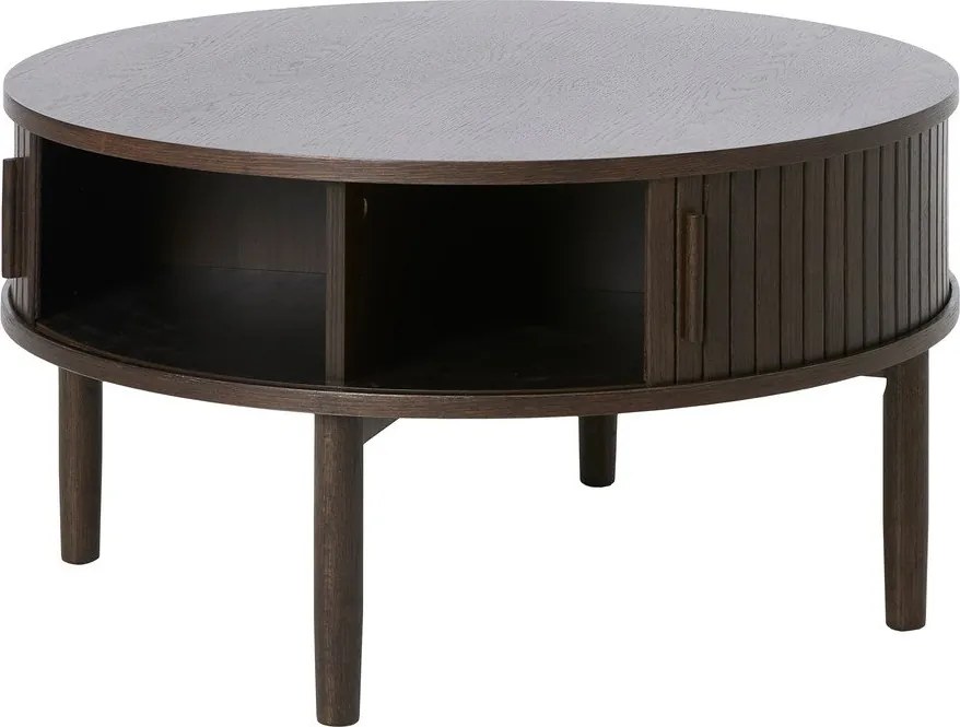 Okrągły stolik w dekorze dębu w ciemnym naturalnym kolorze ø 85 cm Meta – Unique Furniture
