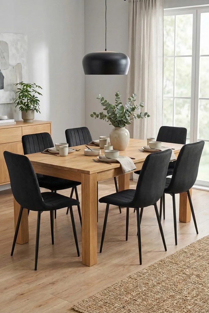 Czarne aksamitne krzesło kuchenne A6-S47