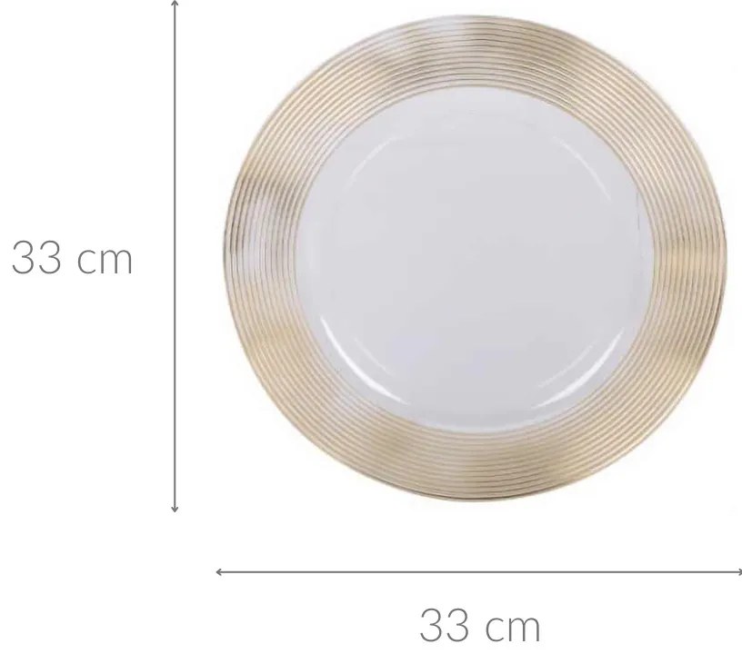 Transparentny podtalerz ze złotym dekorem, Ø 33 cm