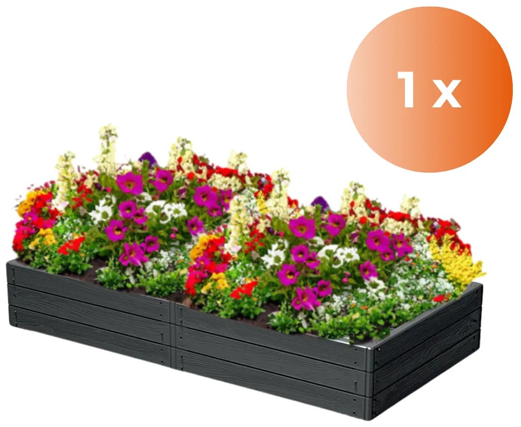 Podwyższona grządka WOODY 149x75,6x25cm, antracytowa Prosperplast