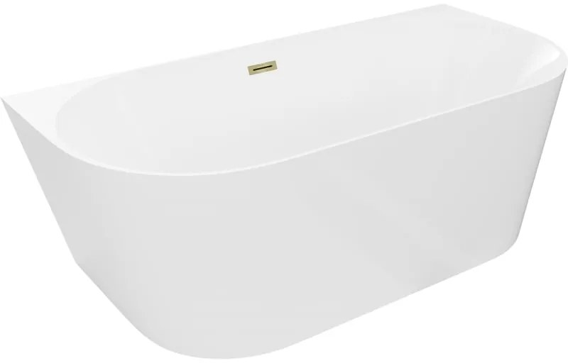 Mexen Oval Slim wanna wolnostojąca przyścienna 170 x 80 cm, biała, przelew złoty - 52661708000-50
