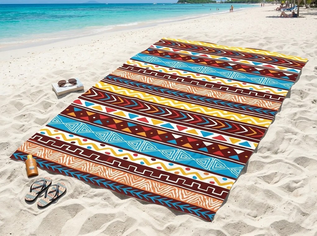 Ręcznik plażowy szybkowiążący XXL AZTECA kolorowy 150 x 210 cm, 100% mikrofibra