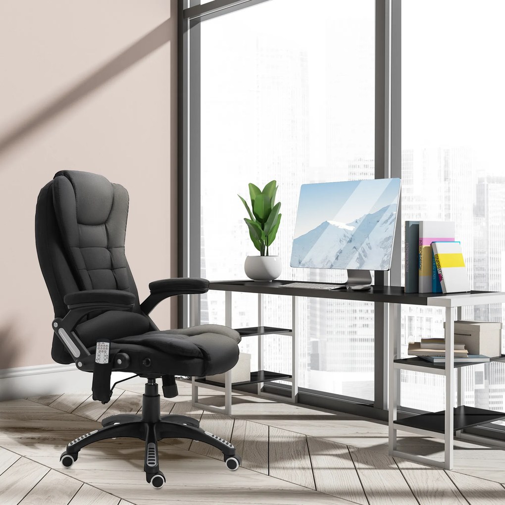 Vinsetto Fotel biurowy ergonomiczny z masażem regulowany fotel gamingowy udźwig 120 kg czarny | Aosom PL