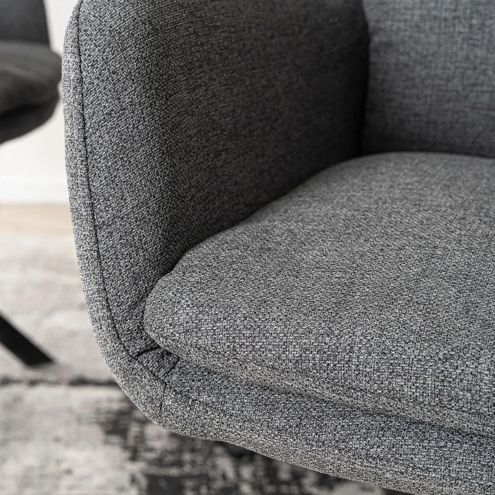 Krzesło Tapicerowane Obrotowe do Salonu PAUL Ciemnoszare Nowoczesne