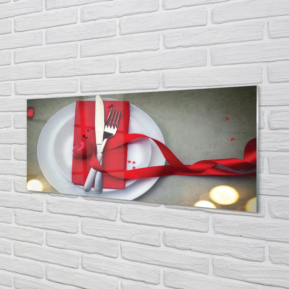 Panel szklany do Kuchni Kolacja przy Świecach w Kształcie Serca