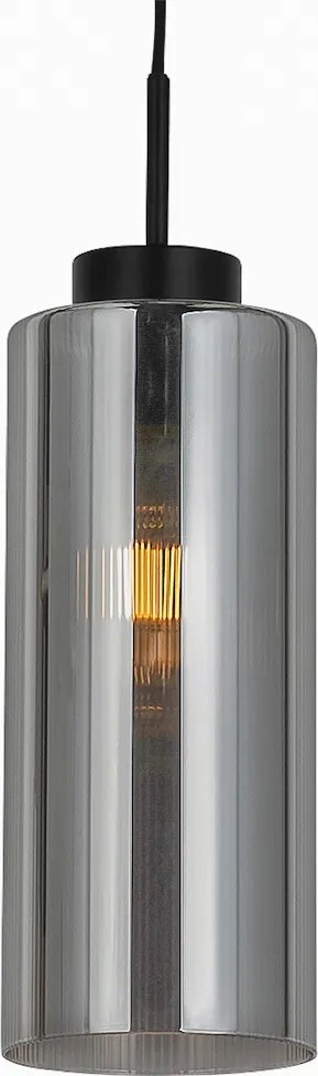 Lampa wisząca art deco czarna z przydymionym szkłem - Laura