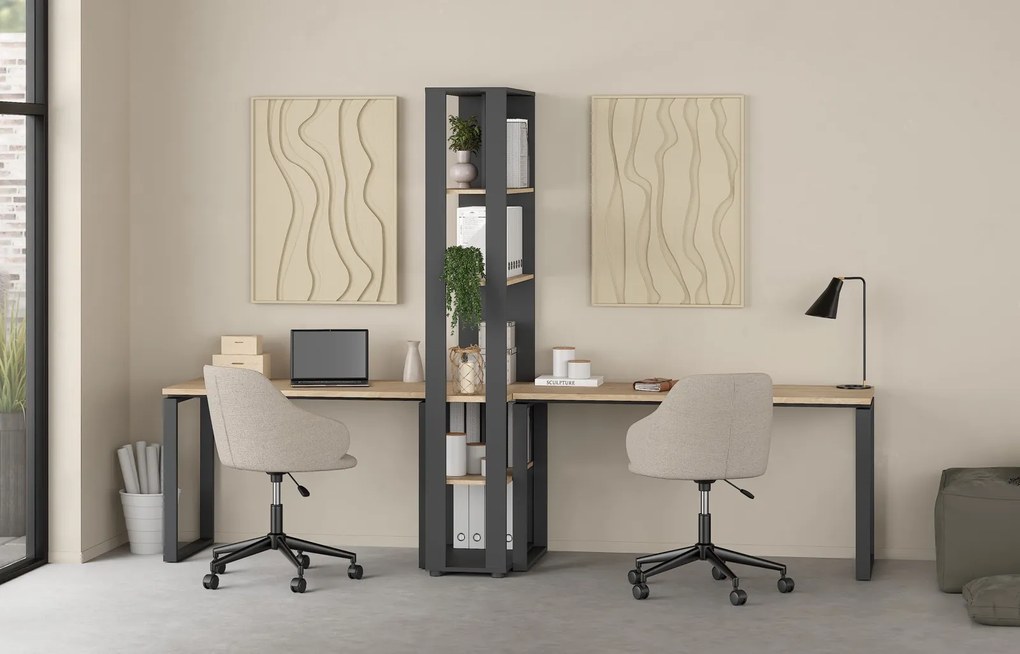 Biurko loft na płozach Sign 120 jackson hickory/szary mat