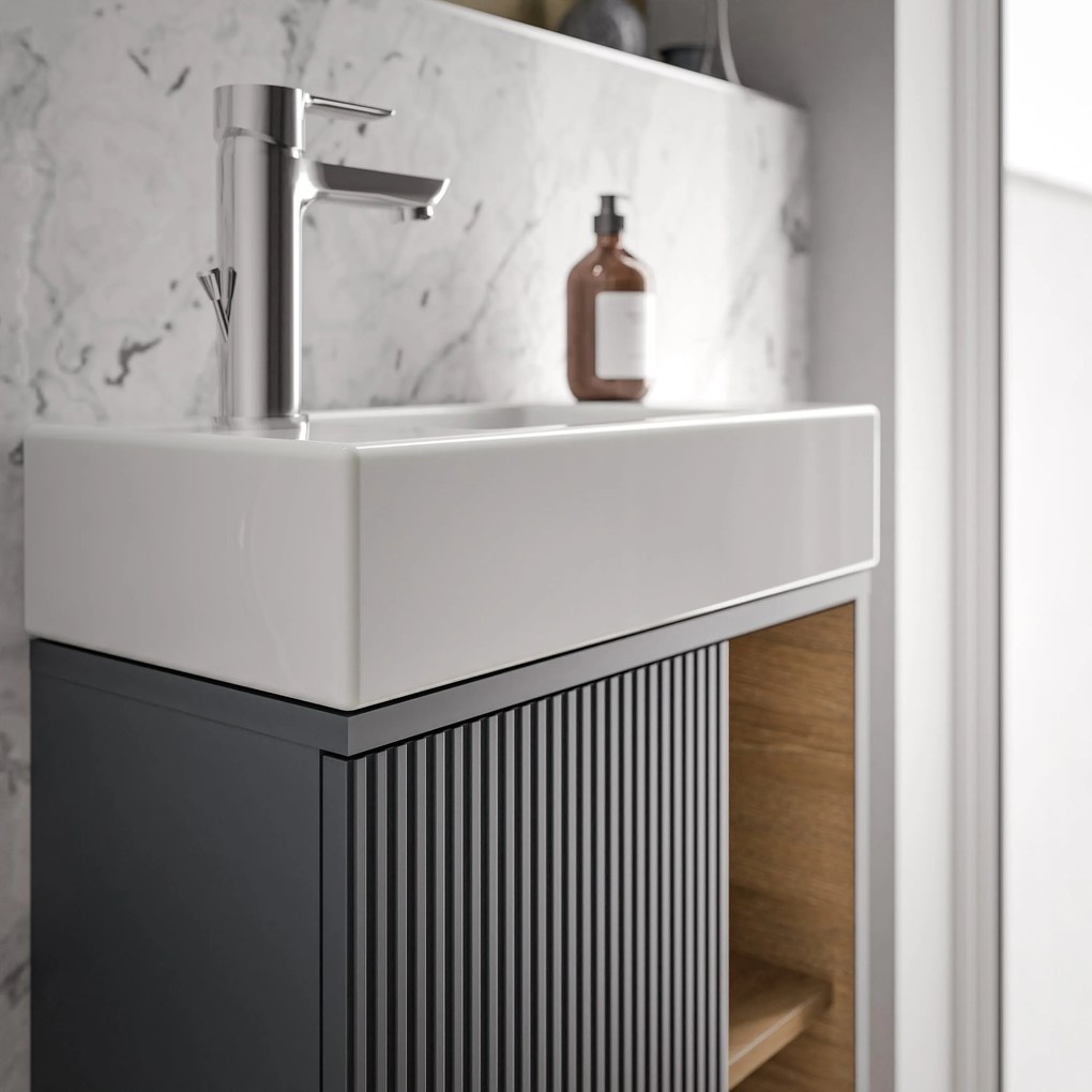 BELDIVO szafka podumywalkowa 50 cm z białą umywalką - drzwi lewe - różne kolory