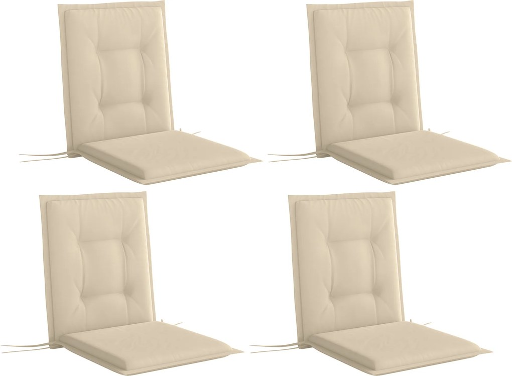 Outsunny Zestaw 4 Beżowych Poduszek na Krzesła 108 x 50 x 5 cm z Taśmami do Wewnątrz i Na Zewnątrz